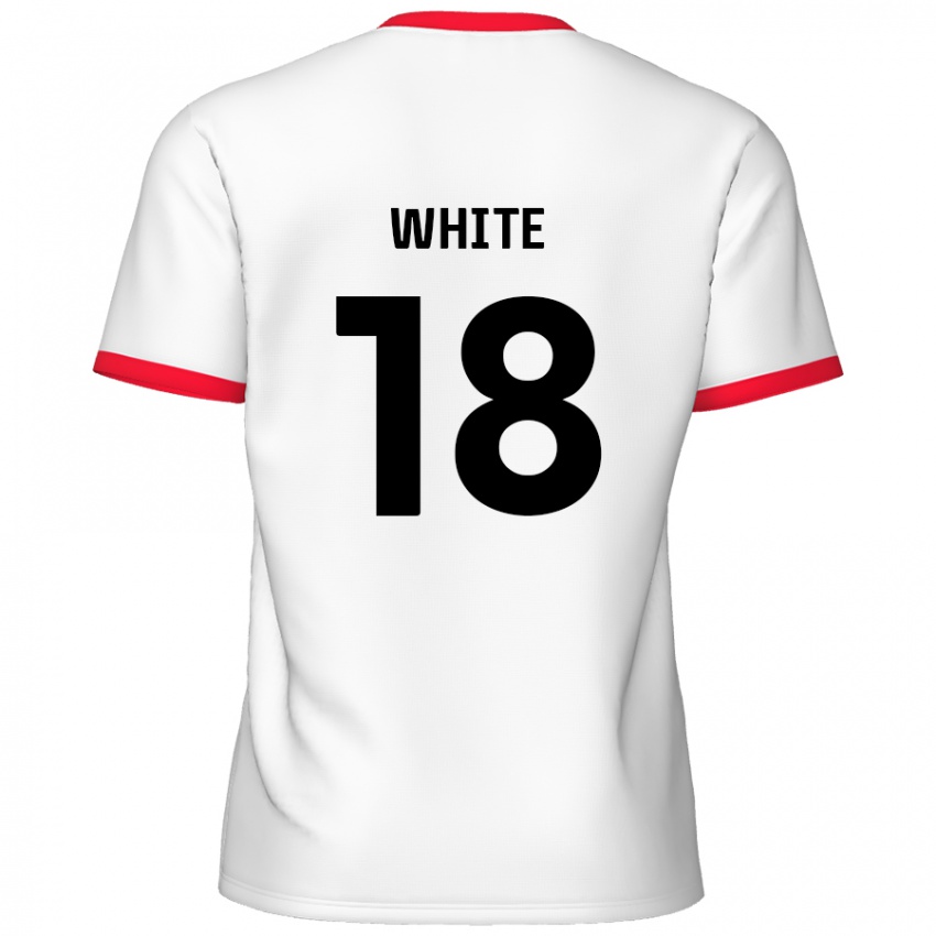 Niño Camiseta Harvey White #18 Blanco Rojo 1ª Equipación 2024/25 La Camisa Chile