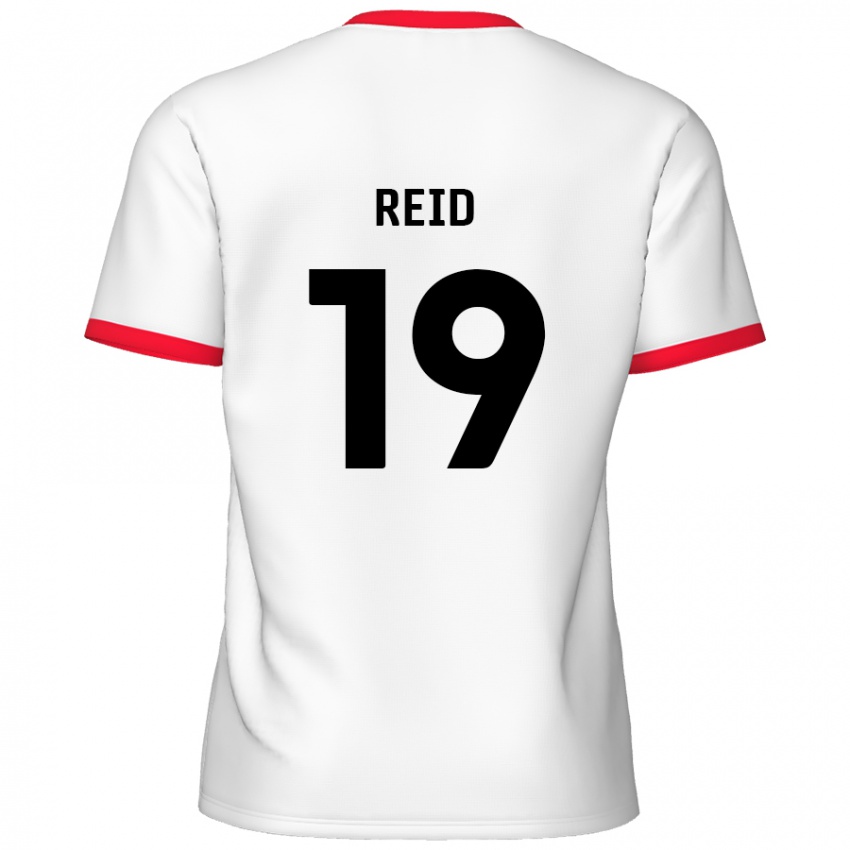 Niño Camiseta Jamie Reid #19 Blanco Rojo 1ª Equipación 2024/25 La Camisa Chile