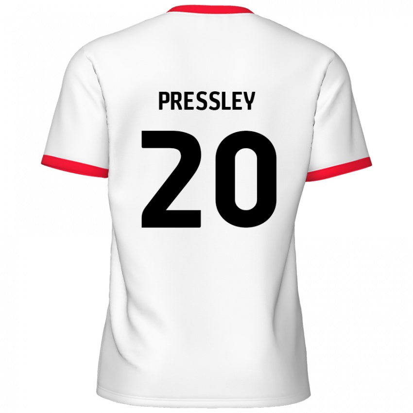 Niño Camiseta Aaron Pressley #20 Blanco Rojo 1ª Equipación 2024/25 La Camisa Chile