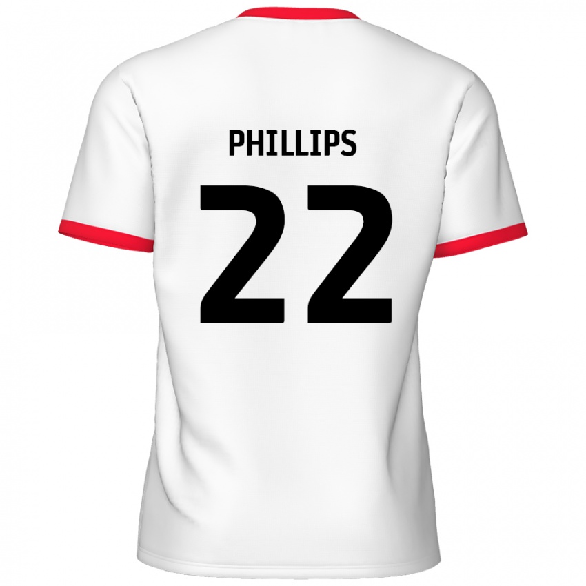 Niño Camiseta Daniel Phillips #22 Blanco Rojo 1ª Equipación 2024/25 La Camisa Chile