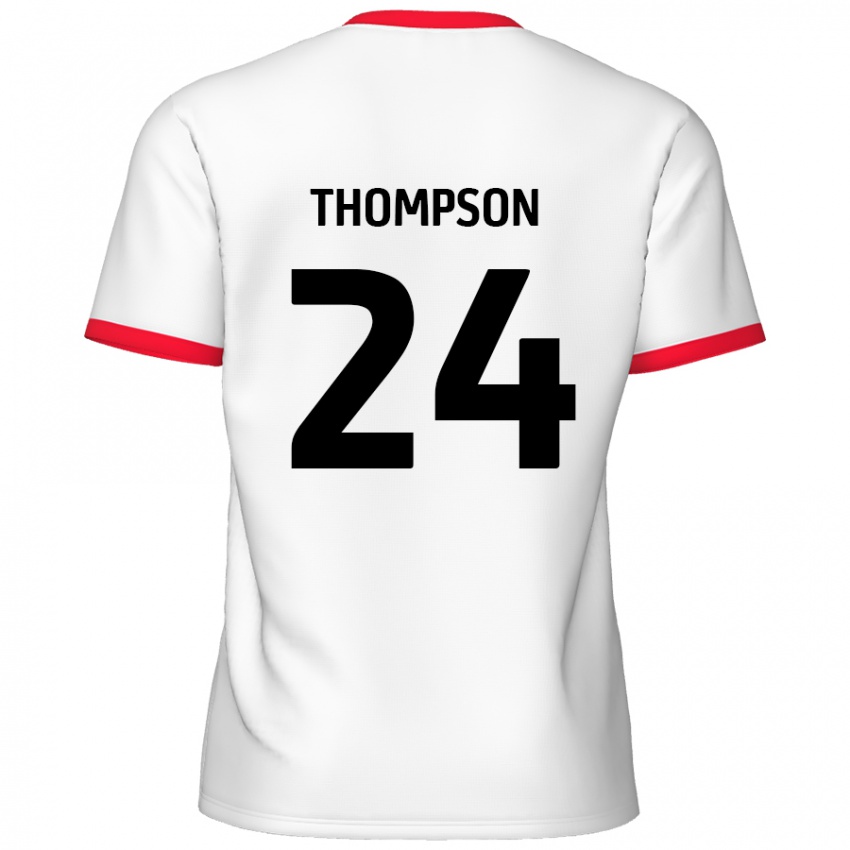 Niño Camiseta Ben Thompson #24 Blanco Rojo 1ª Equipación 2024/25 La Camisa Chile