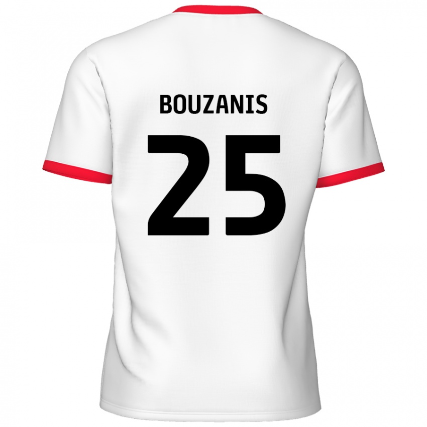 Niño Camiseta Dean Bouzanis #25 Blanco Rojo 1ª Equipación 2024/25 La Camisa Chile