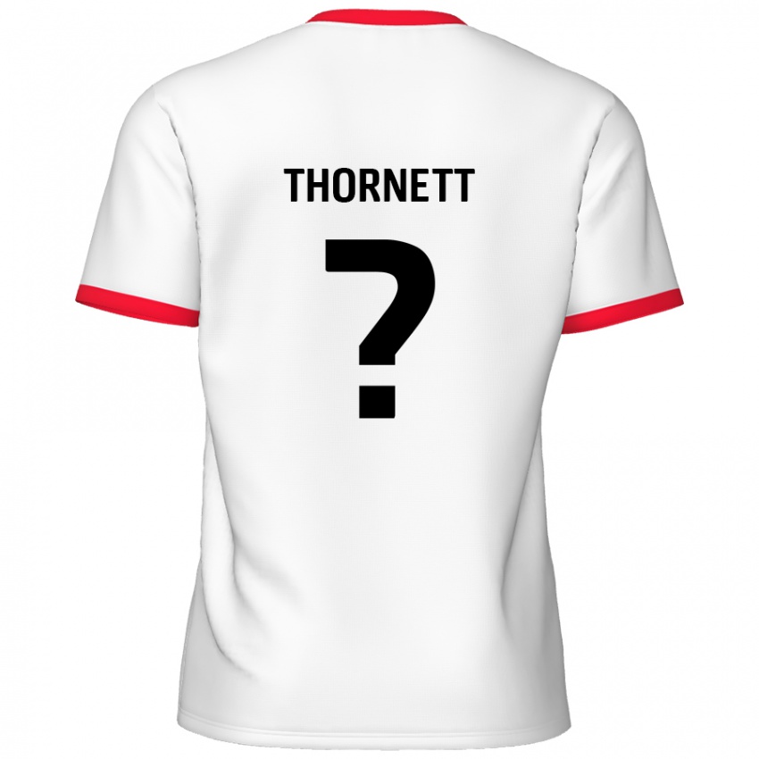 Niño Camiseta Alfie Thornett #0 Blanco Rojo 1ª Equipación 2024/25 La Camisa Chile