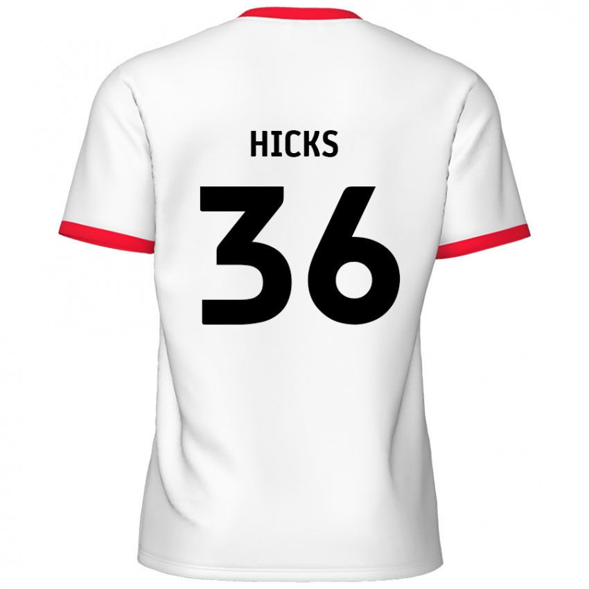 Niño Camiseta David Hicks #36 Blanco Rojo 1ª Equipación 2024/25 La Camisa Chile