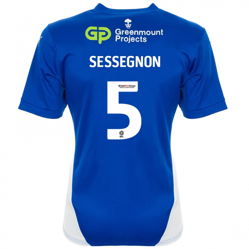 Niño Camiseta Steven Sessegnon #5 Azul Blanco 1ª Equipación 2024/25 La Camisa Chile