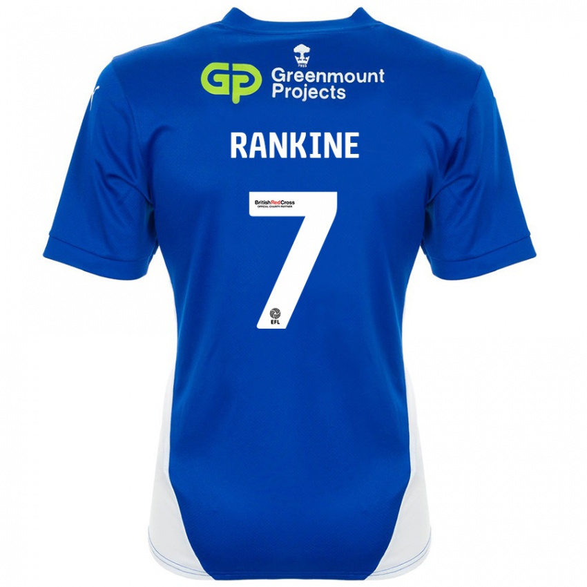 Niño Camiseta Dion Rankine #7 Azul Blanco 1ª Equipación 2024/25 La Camisa Chile