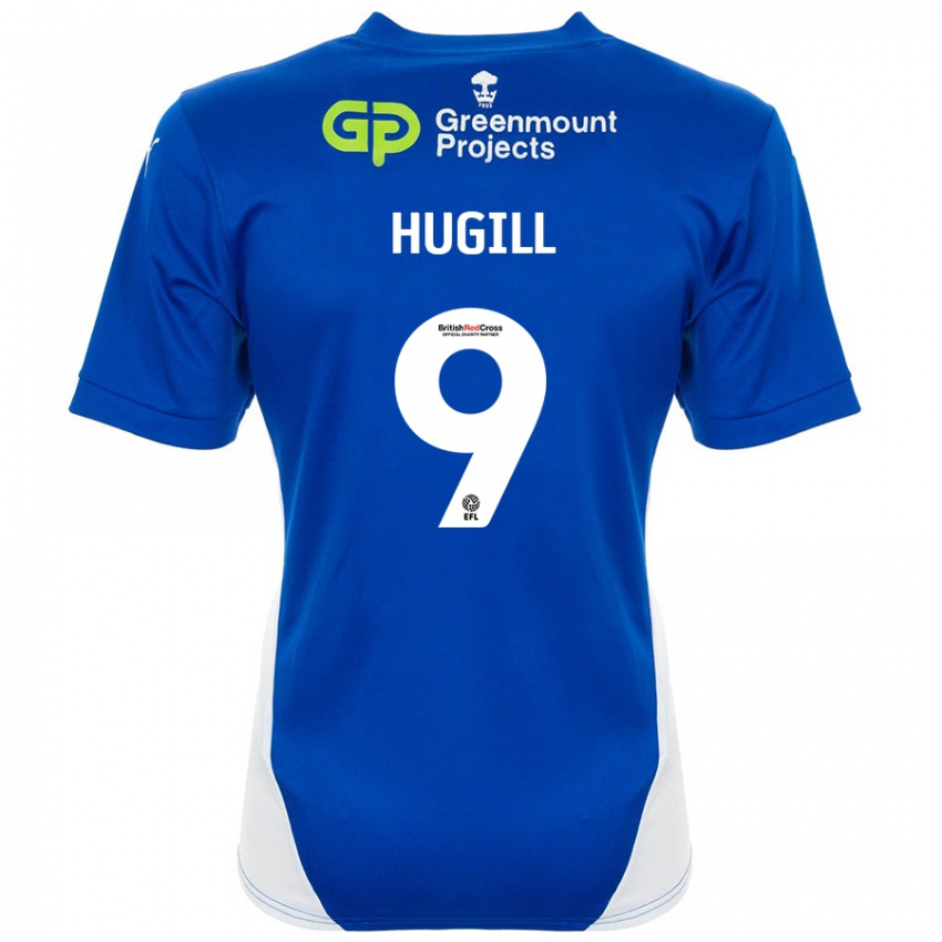 Niño Camiseta Joe Hugill #9 Azul Blanco 1ª Equipación 2024/25 La Camisa Chile