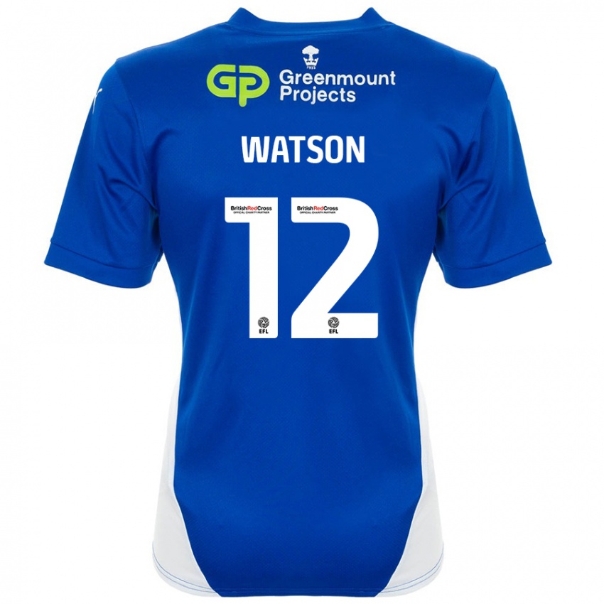 Niño Camiseta Tom Watson #12 Azul Blanco 1ª Equipación 2024/25 La Camisa Chile