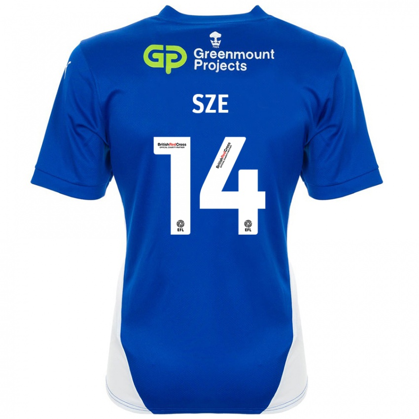 Niño Camiseta Chris Sze #14 Azul Blanco 1ª Equipación 2024/25 La Camisa Chile