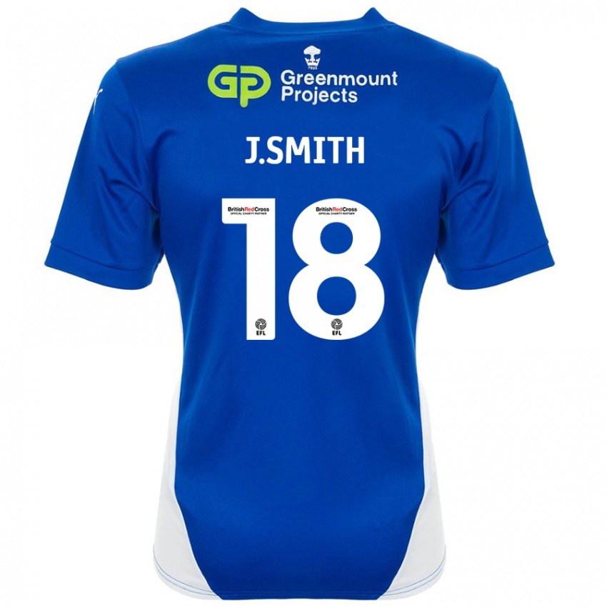 Niño Camiseta Jonny Smith #18 Azul Blanco 1ª Equipación 2024/25 La Camisa Chile