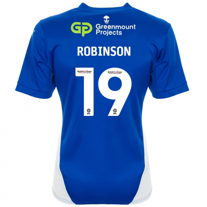 Niño Camiseta Luke Robinson #19 Azul Blanco 1ª Equipación 2024/25 La Camisa Chile