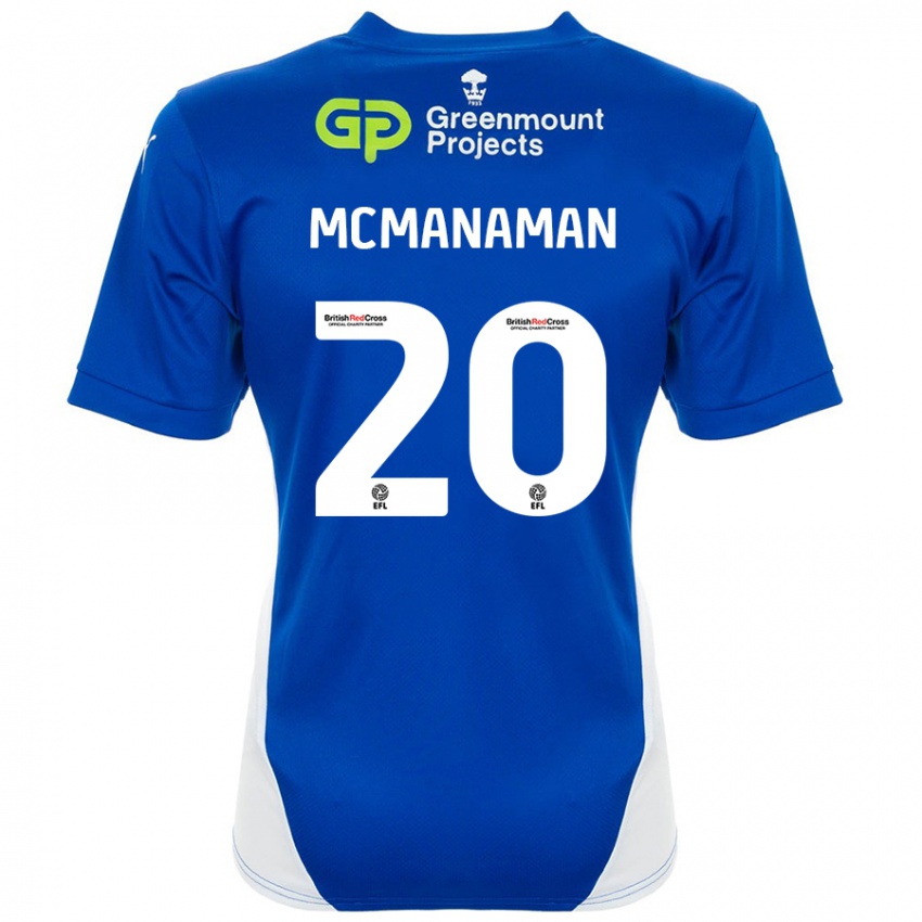 Niño Camiseta Callum Mcmanaman #20 Azul Blanco 1ª Equipación 2024/25 La Camisa Chile