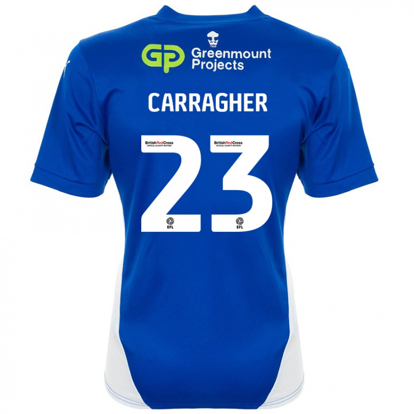 Niño Camiseta James Carragher #23 Azul Blanco 1ª Equipación 2024/25 La Camisa Chile