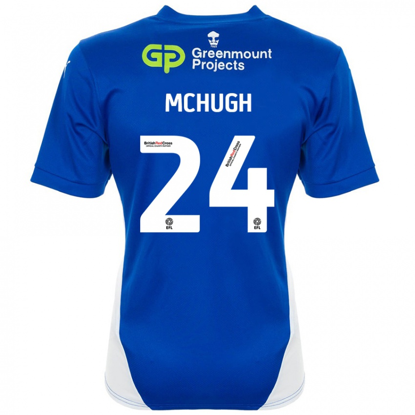 Niño Camiseta Harry Mchugh #24 Azul Blanco 1ª Equipación 2024/25 La Camisa Chile