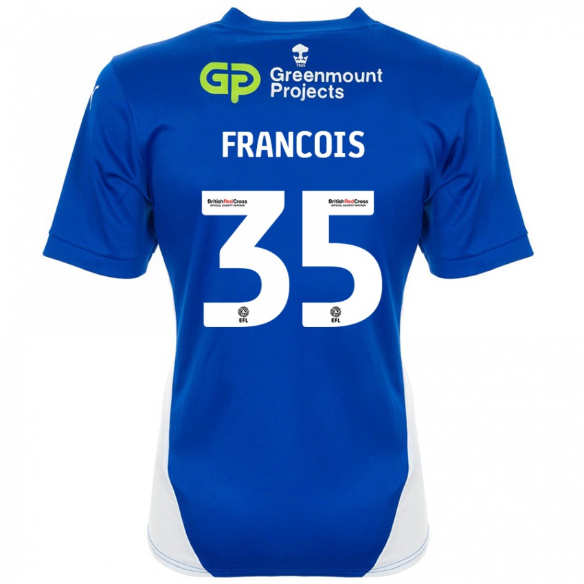 Niño Camiseta Tyrese Francois #35 Azul Blanco 1ª Equipación 2024/25 La Camisa Chile