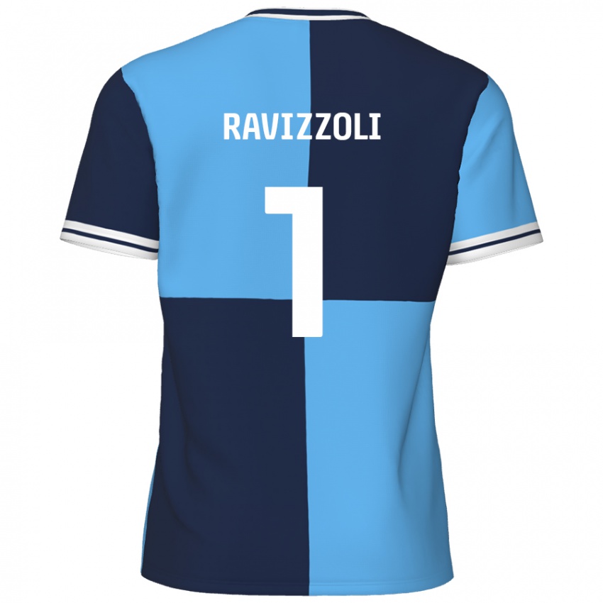 Niño Camiseta Franco Ravizzoli #1 Azul Cielo Azul Oscuro 1ª Equipación 2024/25 La Camisa Chile