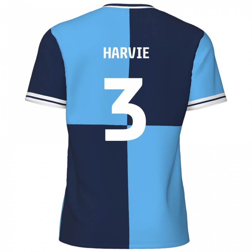 Niño Camiseta Daniel Harvie #3 Azul Cielo Azul Oscuro 1ª Equipación 2024/25 La Camisa Chile