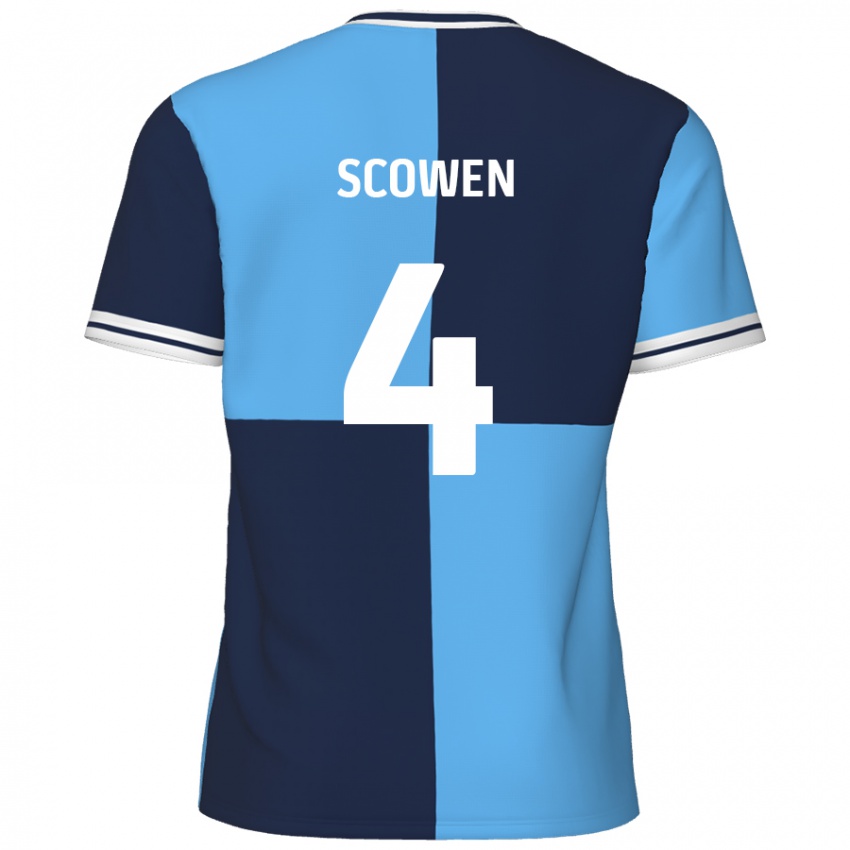 Niño Camiseta Josh Scowen #4 Azul Cielo Azul Oscuro 1ª Equipación 2024/25 La Camisa Chile