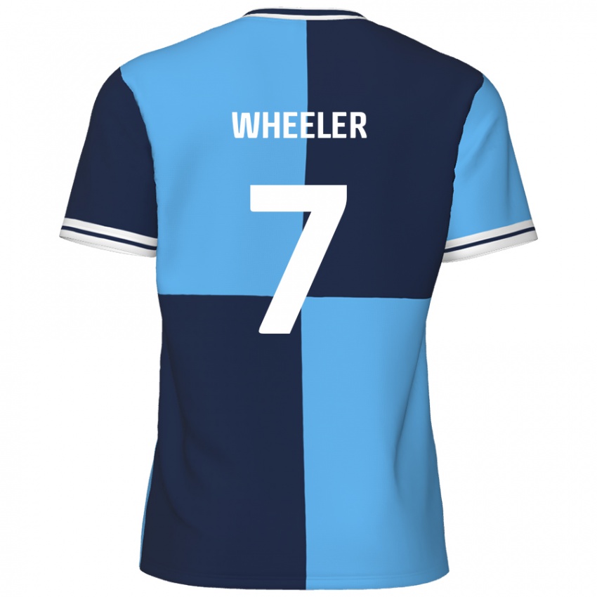 Niño Camiseta David Wheeler #7 Azul Cielo Azul Oscuro 1ª Equipación 2024/25 La Camisa Chile