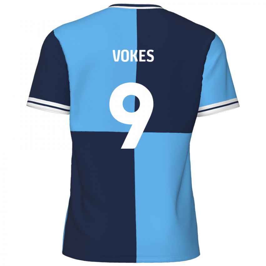 Niño Camiseta Sam Vokes #9 Azul Cielo Azul Oscuro 1ª Equipación 2024/25 La Camisa Chile