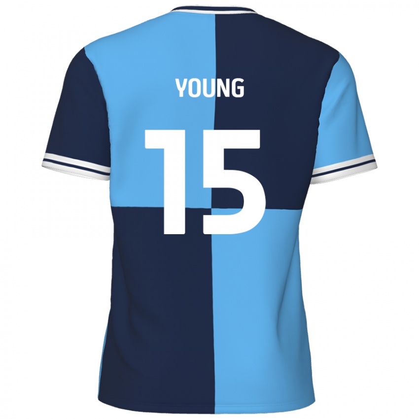 Niño Camiseta Jack Young #15 Azul Cielo Azul Oscuro 1ª Equipación 2024/25 La Camisa Chile