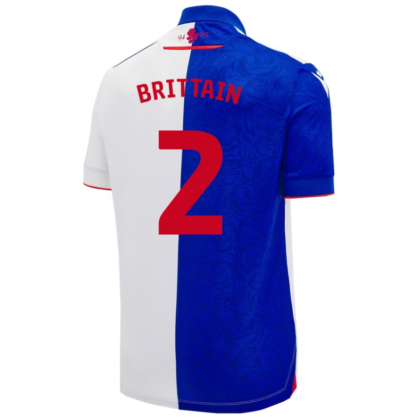 Niño Camiseta Callum Brittain #2 Azul Cielo Blanco 1ª Equipación 2024/25 La Camisa Chile