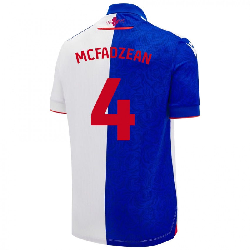 Niño Camiseta Kyle Mcfadzean #4 Azul Cielo Blanco 1ª Equipación 2024/25 La Camisa Chile