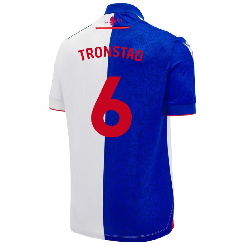 Niño Camiseta Sondre Tronstad #6 Azul Cielo Blanco 1ª Equipación 2024/25 La Camisa Chile