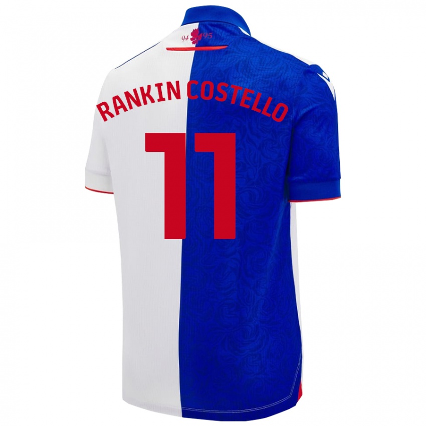 Niño Camiseta Joe Rankin-Costello #11 Azul Cielo Blanco 1ª Equipación 2024/25 La Camisa Chile