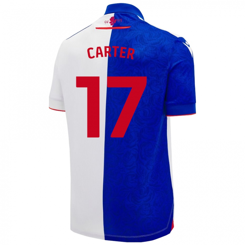 Niño Camiseta Hayden Carter #17 Azul Cielo Blanco 1ª Equipación 2024/25 La Camisa Chile