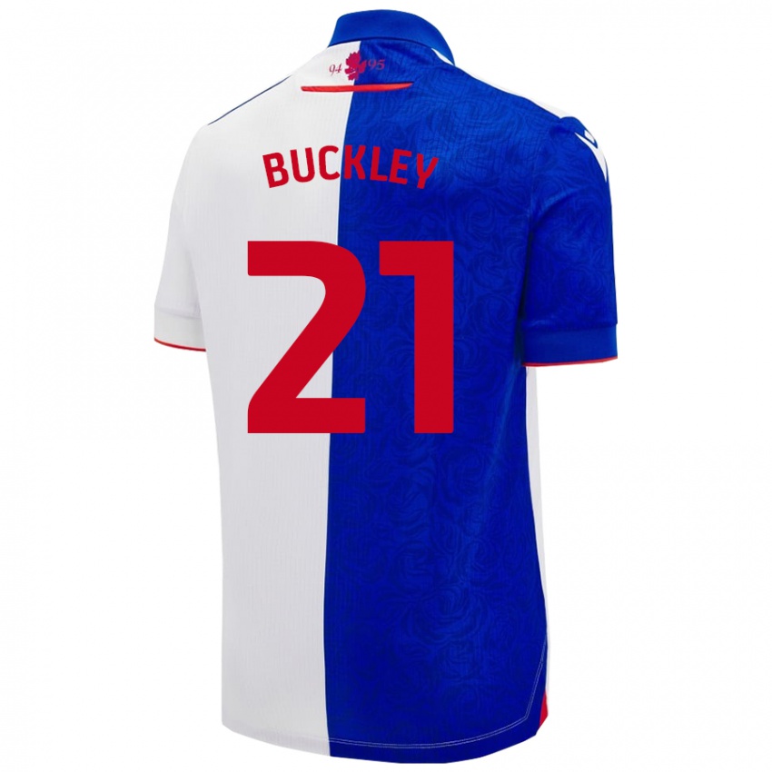 Niño Camiseta John Buckley #21 Azul Cielo Blanco 1ª Equipación 2024/25 La Camisa Chile