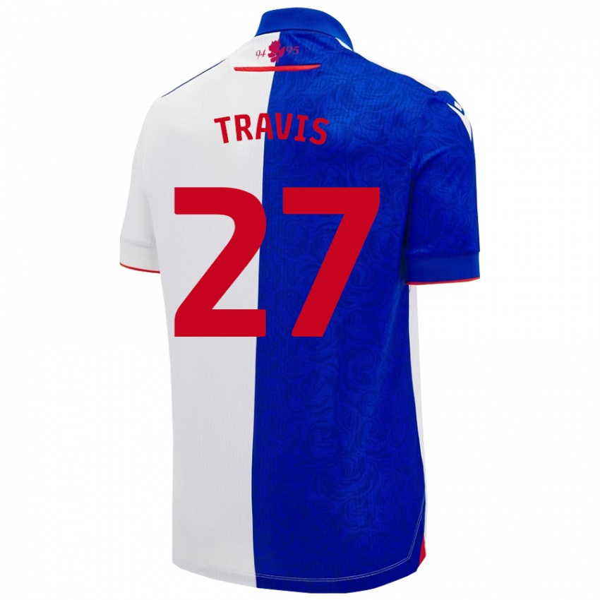 Niño Camiseta Lewis Travis #27 Azul Cielo Blanco 1ª Equipación 2024/25 La Camisa Chile