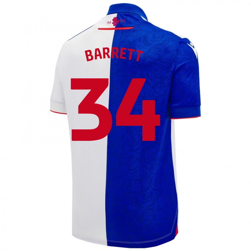 Niño Camiseta Jack Barrett #34 Azul Cielo Blanco 1ª Equipación 2024/25 La Camisa Chile