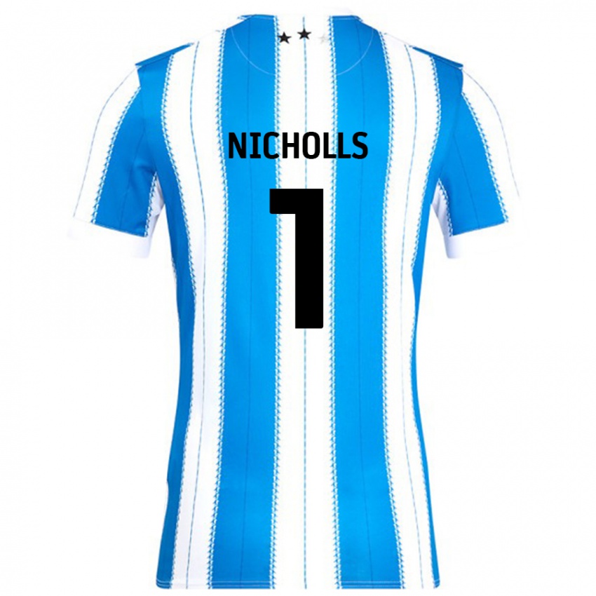 Niño Camiseta Lee Nicholls #1 Azul Blanco 1ª Equipación 2024/25 La Camisa Chile