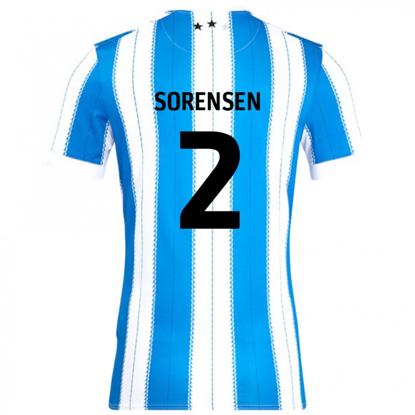 Niño Camiseta Lasse Sörensen #2 Azul Blanco 1ª Equipación 2024/25 La Camisa Chile