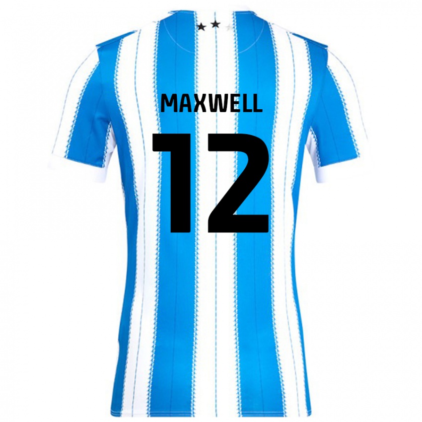 Niño Camiseta Chris Maxwell #12 Azul Blanco 1ª Equipación 2024/25 La Camisa Chile