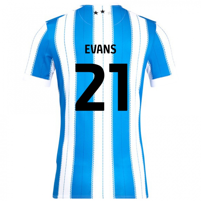 Niño Camiseta Antony Evans #21 Azul Blanco 1ª Equipación 2024/25 La Camisa Chile