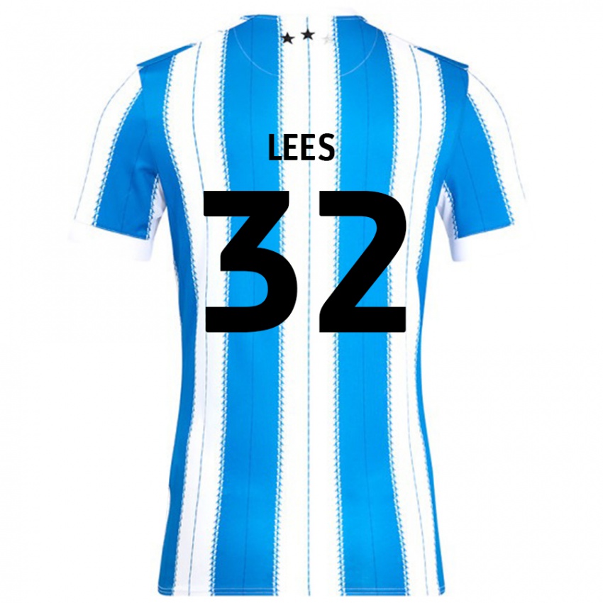 Niño Camiseta Tom Lees #32 Azul Blanco 1ª Equipación 2024/25 La Camisa Chile