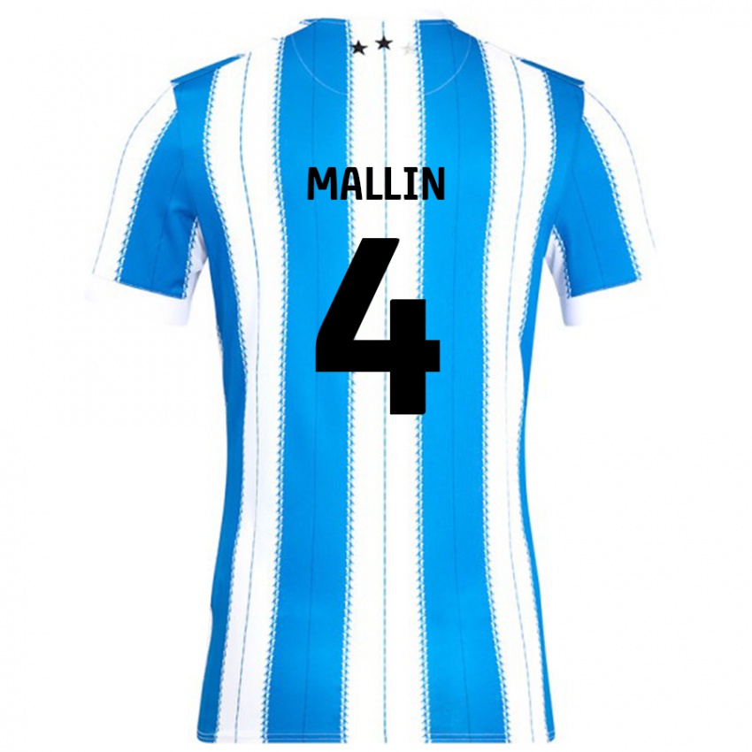 Niño Camiseta Kate Mallin #4 Azul Blanco 1ª Equipación 2024/25 La Camisa Chile