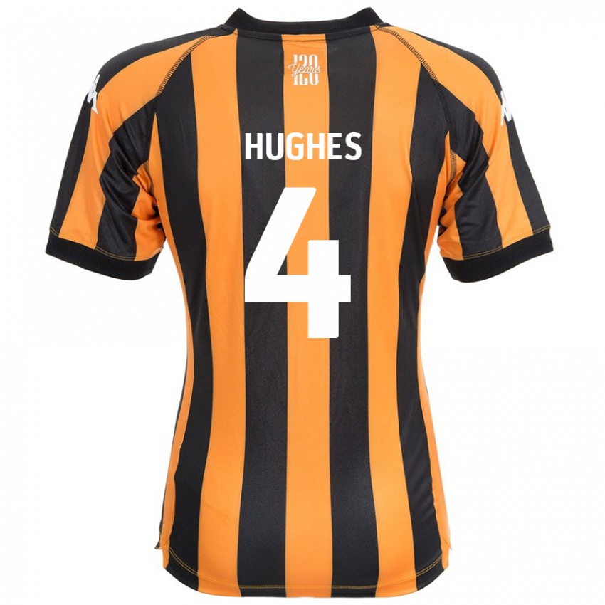 Niño Camiseta Charlie Hughes #4 Negro Ámbar 1ª Equipación 2024/25 La Camisa Chile