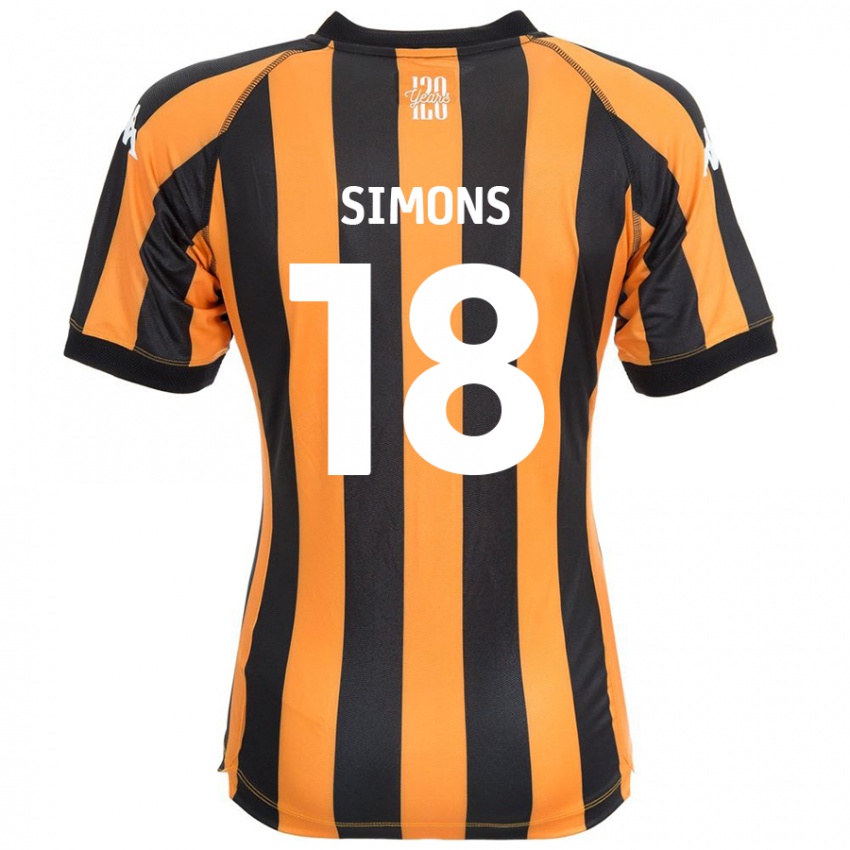 Niño Camiseta Xavier Simons #18 Negro Ámbar 1ª Equipación 2024/25 La Camisa Chile