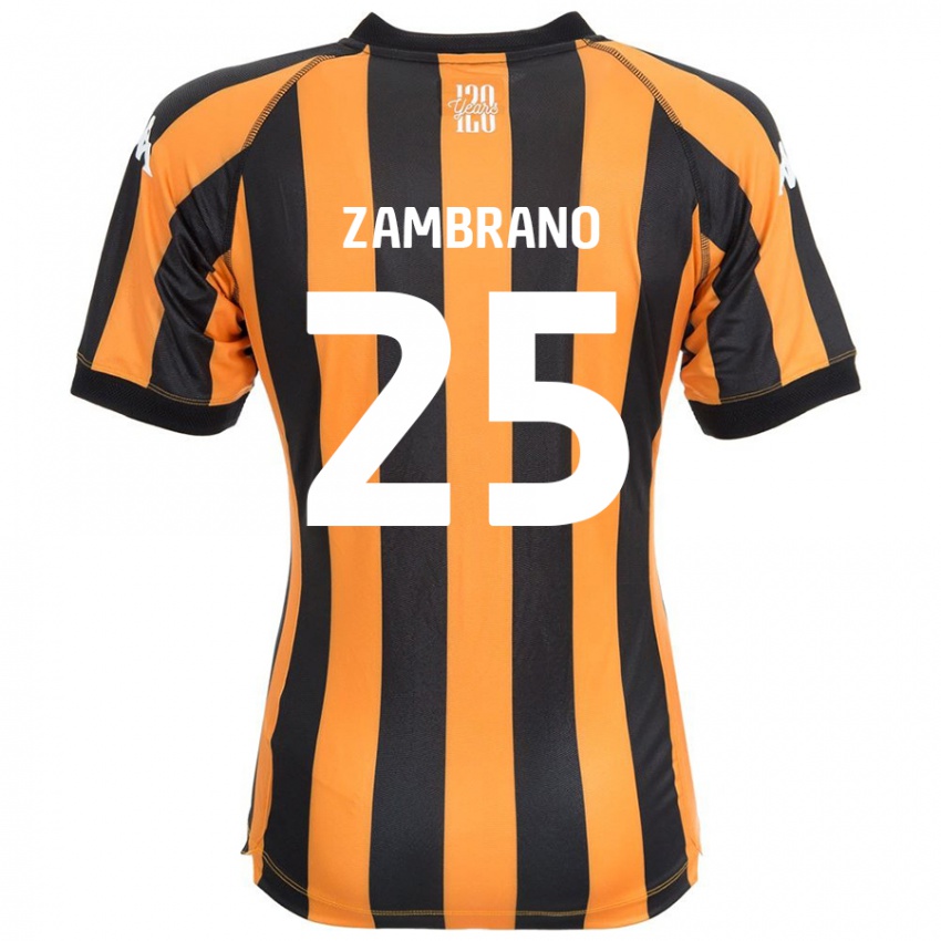 Niño Camiseta Óscar Zambrano #25 Negro Ámbar 1ª Equipación 2024/25 La Camisa Chile