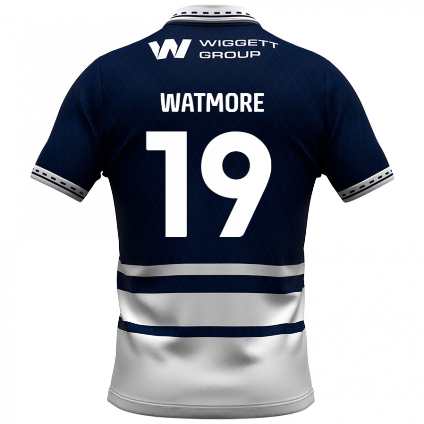 Niño Camiseta Duncan Watmore #19 Azul Marino Blanco 1ª Equipación 2024/25 La Camisa Chile