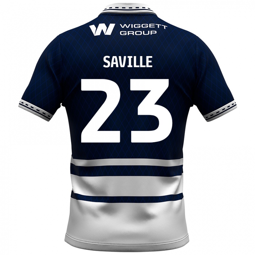 Niño Camiseta George Saville #23 Azul Marino Blanco 1ª Equipación 2024/25 La Camisa Chile