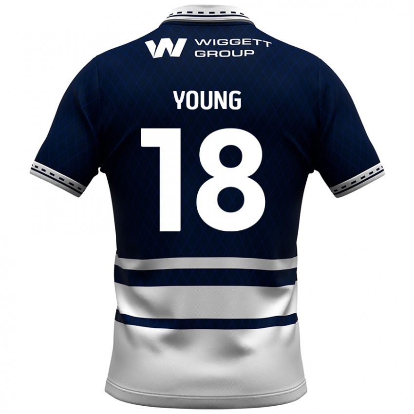 Niño Camiseta Michelle Young #18 Azul Marino Blanco 1ª Equipación 2024/25 La Camisa Chile