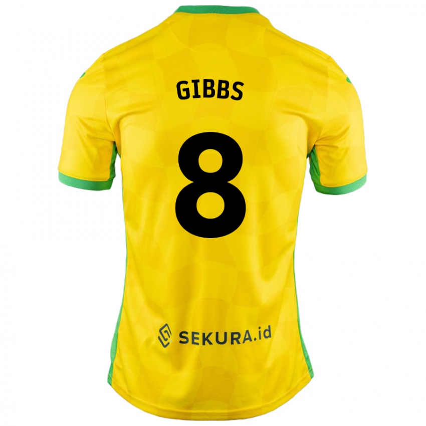 Niño Camiseta Liam Gibbs #8 Amarillo Verde 1ª Equipación 2024/25 La Camisa Chile