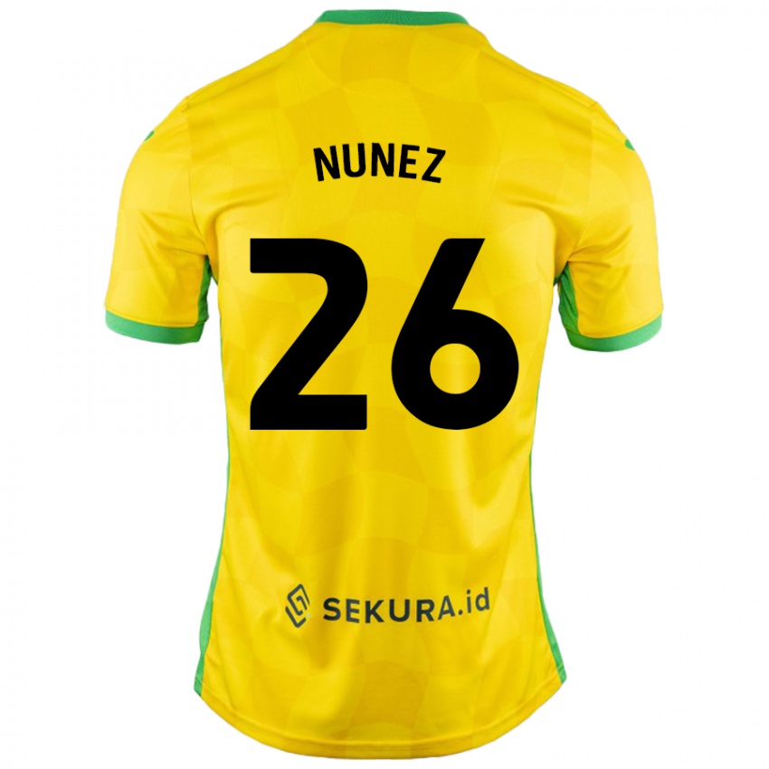 Niño Camiseta Marcelino Núñez #26 Amarillo Verde 1ª Equipación 2024/25 La Camisa Chile