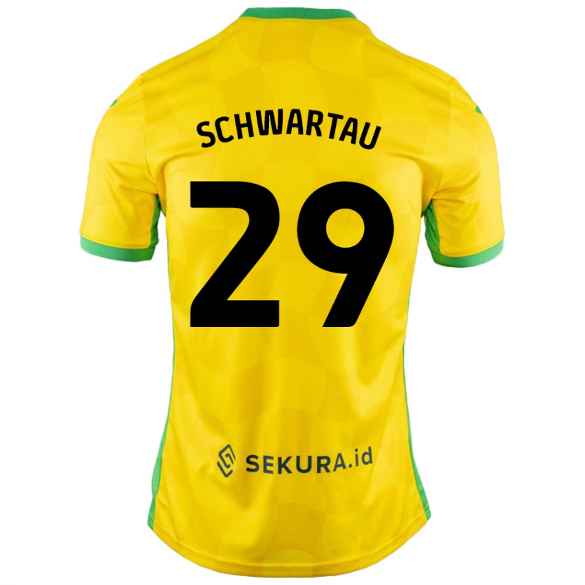 Niño Camiseta Oscar Schwartau #29 Amarillo Verde 1ª Equipación 2024/25 La Camisa Chile