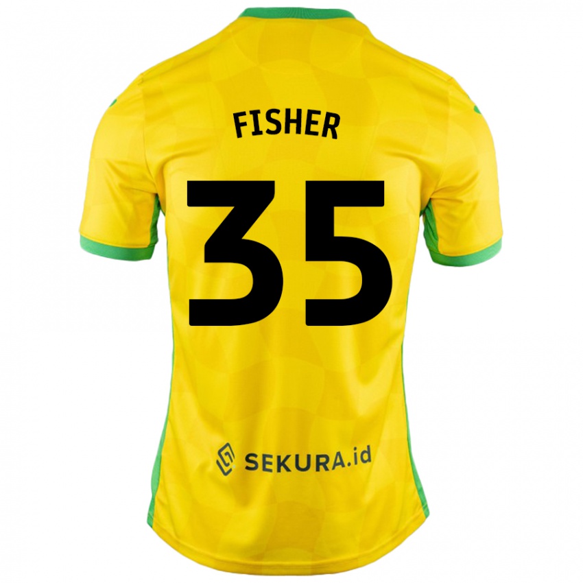 Niño Camiseta Kellen Fisher #35 Amarillo Verde 1ª Equipación 2024/25 La Camisa Chile