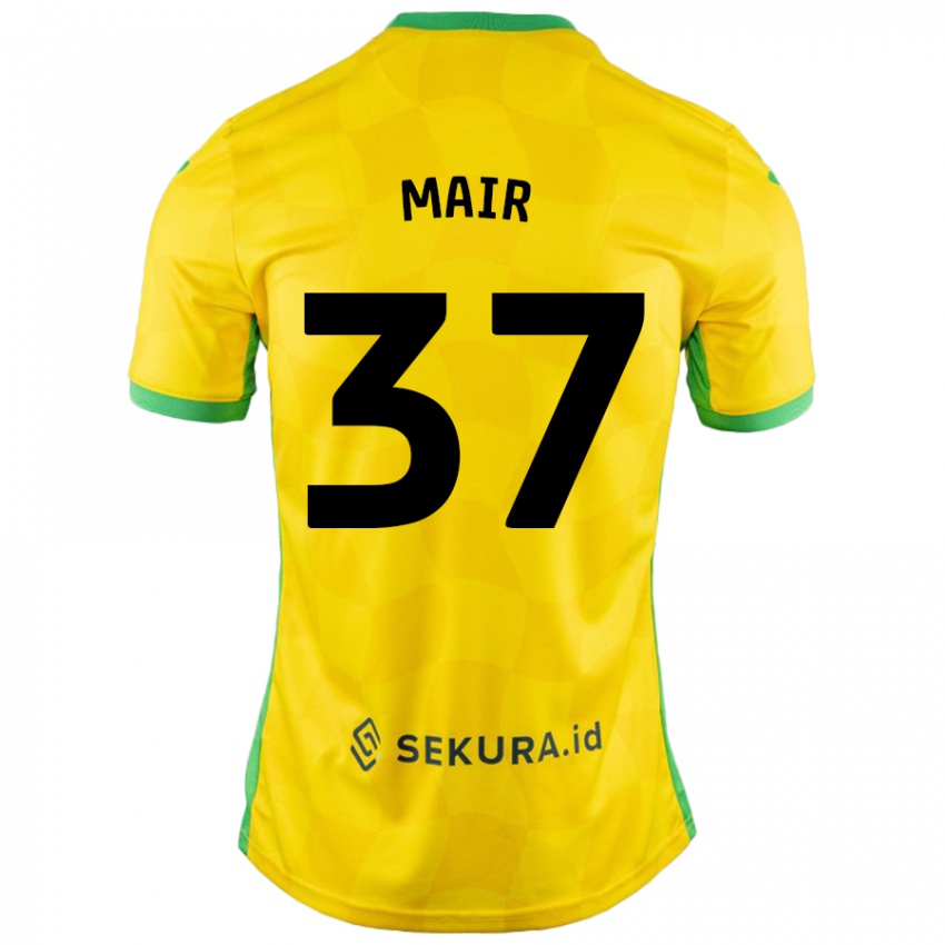 Niño Camiseta Archie Mair #37 Amarillo Verde 1ª Equipación 2024/25 La Camisa Chile